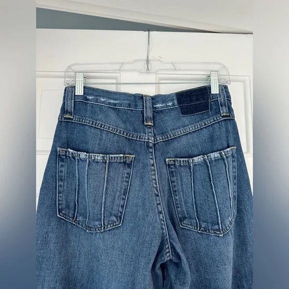 AMO Sara Trouser Dark Wash Wide Leg Striped in Delight Denim Jeans in Size 26 - Picture 13 of 16